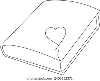 Continuous one line book drawing art design