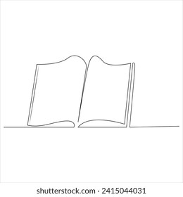 Continuous one line book drawing out line vector illustration design   