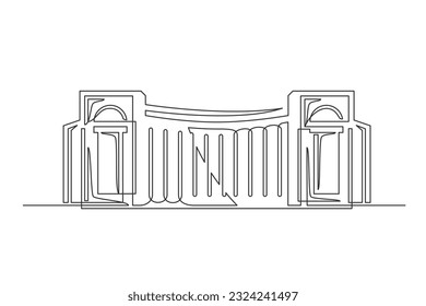 Continuous one line building. Vintage building isolated on a white background. Business concept. Vector illustration