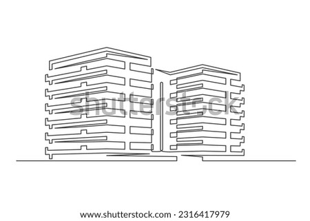 Continuous one line building. Vintage building isolated on a white background. Business concept. Vector illustration