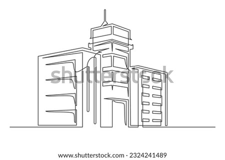 Continuous one line building. Vintage building isolated on a white background. Business concept. Vector illustration