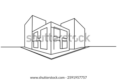 Continuous one line building. Vintage building isolated on a white background. Business concept.