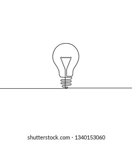 Continuous one line bulb - symbol of idea