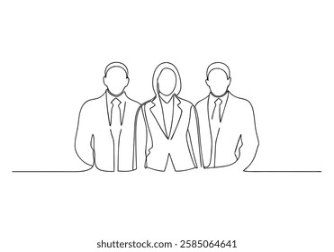 Continuous One Line Business Group | Minimalist Teamwork Vector Illustration"