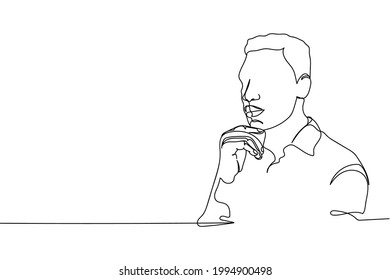 Continuous one line of business man in silhouette on a white background. Linear stylized.Minimalist.