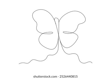 Continuous one line butterfly drawing of outline vector icon