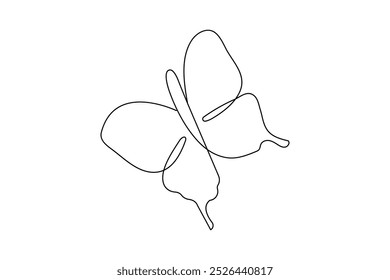 Continuous one line butterfly drawing of outline vector icon