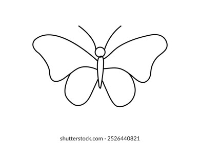 Continuous one line butterfly drawing of outline vector icon