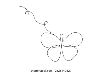 Continuous one line butterfly drawing of outline vector icon