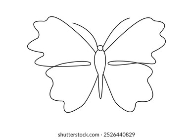 Continuous one line butterfly drawing of outline vector icon