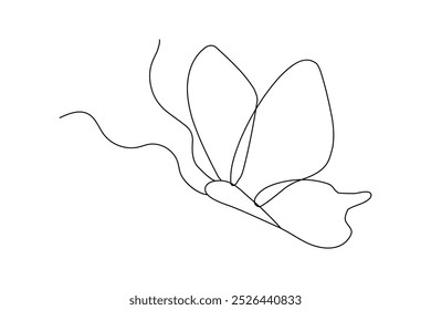 Continuous one line butterfly drawing of outline vector icon