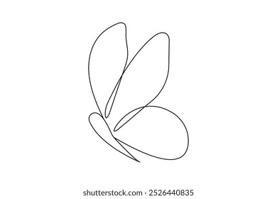 Continuous one line butterfly drawing of outline vector icon