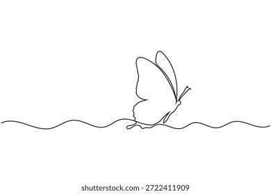 Kontinuierliche einzeilige Schmetterlingszeichnung minimalistische Vektorgrafik mit eleganter fließender Linie