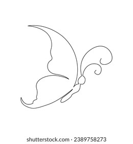 Continuous one line  butterfly flying outline art drawing