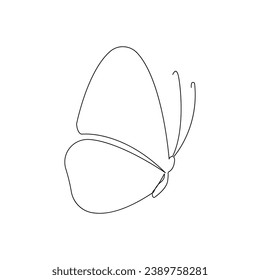 Continuous one line  butterfly flying outline art drawing