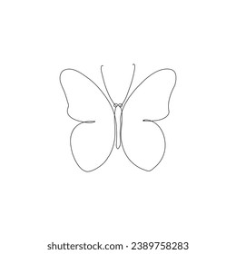 Dibujo continuo de un dibujo de un contorno de mariposa de una línea