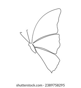 Continuous one line  butterfly flying outline art drawing