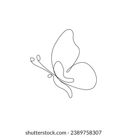 Dibujo continuo de un dibujo de un contorno de mariposa de una línea