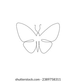 Continuous one line  butterfly flying outline art drawing