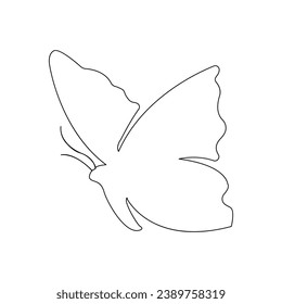 Continuous one line  butterfly flying outline art drawing