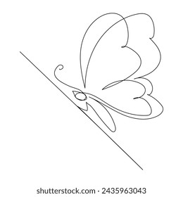 Continuous one line butterfly flying single line outline art drawing illustration