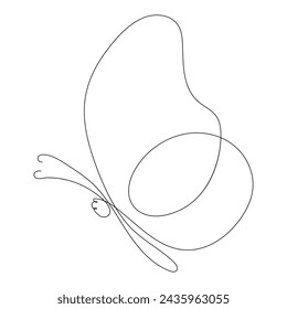 Ilustración de dibujo de contorno de línea simple de mariposa de una línea continua