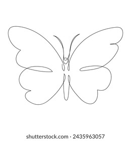 Continuous one line butterfly flying single line outline art drawing illustration