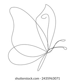 Continuous one line butterfly flying single line outline art drawing illustration