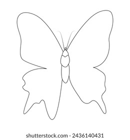 Continuous one line butterfly flying single line outline art drawing illustration