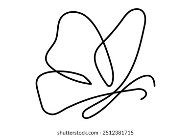 Continuous one line butterfly outline vector isolated on white background. Vector Illustration