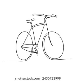 Continuous one line bycycle outline on a white background vector art illustration