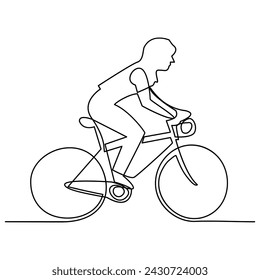 Continuous one line bycycle outline on a white background vector art illustration