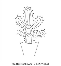 Continuous one line cactus drawing art design