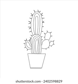 Diseño continuo de dibujo de cactus de una línea