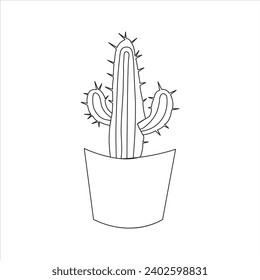 Continuous one line cactus drawing art design