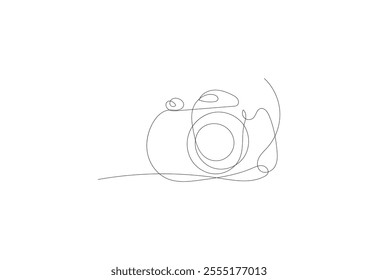 Continuous one line Camera drawing, Photography icon, Vector illustration