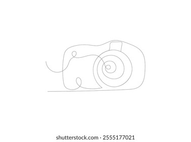 Continuous one line Camera drawing, Photography icon, Vector illustration