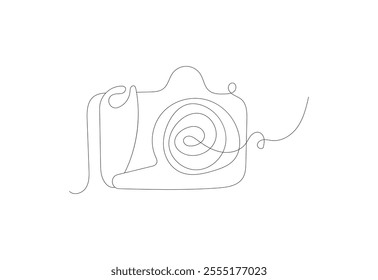 Continuous one line Camera drawing, Photography icon, Vector illustration