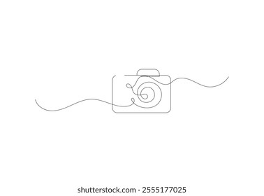 Continuous one line Camera drawing, Photography icon, Vector illustration