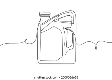 Continuous one line of canister in silhouette on a white background. Linear stylized.Minimalist.