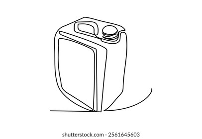 Continuous one line of canister in silhouette on a white background. Linear stylized.Minimalist.