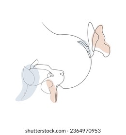 Continuous One line cat and butterfly drawing outline vector art illustration