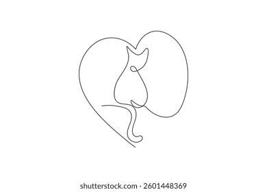 Continuous one line cat drawing out line vector illustration design

