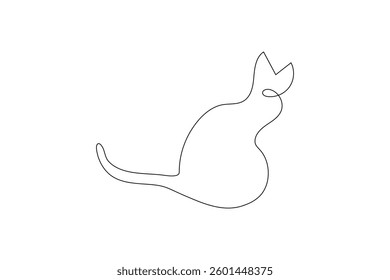 Continuous one line cat drawing out line vector illustration design

