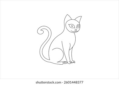Continuous one line cat drawing out line vector illustration design

