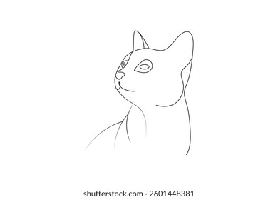 Continuous one line cat drawing out line vector illustration design

