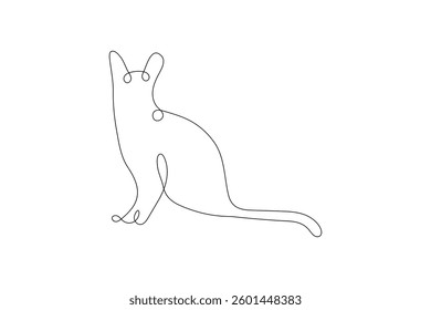 Continuous one line cat drawing out line vector illustration design

