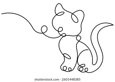 Continuous one line cat drawing out line vector illustration design

