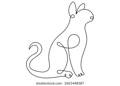 Continuous one line cat drawing out line vector illustration design

