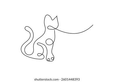 Continuous one line cat drawing out line vector illustration design

